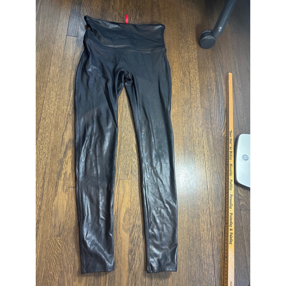 Spanx Faux Leather Leggings Black High Waisted Shaper Size Large‎ L/G 20274R
